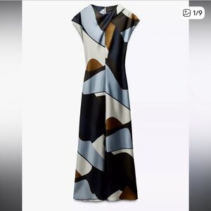 Zara Multicolor Satin Midi Dress